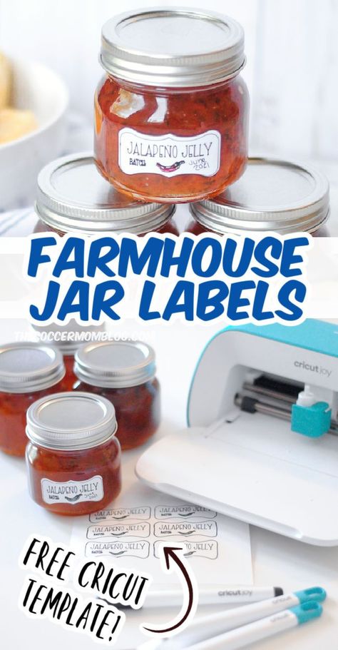 Cricut Canning Jar Labels, Making Labels For Jars, Jar Labels Cricut, Jelly Jar Labels, Labels Cricut, Jalapeno Jelly Recipes, Bread Chips, Bath Jellies, Jam Jar Labels