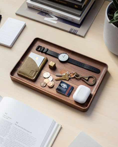 Valet Trays – Ugmonk Mens Organizer Tray, Modern Desk Tray, Valet Tray Men's, Desk Tray Organizer, Cnc Tray, Men Organizer, Desk Accessories For Men, Leather Office Accessories, Mens Valet Tray