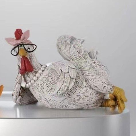 PRICES MAY VARY. Modern & Farmhouse Decor: Add a touch of sophistication to modern or farmhouse interiors with this elegant Chicken Figurine. Complements existing decor for a harmonious aesthetic. Lifelike Design: Designed with intricate details, this Chicken Figurine in Synthetic Resin captures the essence of realism. Perfect for enhancing your space as a toy or table decoration. Versatile Use: Ideal for various settings, including living rooms, bedrooms, offices, windowsills, gardens, and more Chicken Decor Ideas, Good Morning Chicken, Clay Chickens, Chicken Decorations, Chicken Kitchen Decor, Chicken Halloween, Desktop Bookshelf, Chicken Figurines, Chicken Kitchen