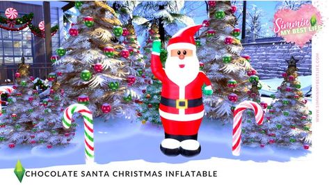 Sims 4 Santa Cc, Sims 4 Christmas Cc, Chocolate Santa, Outside Christmas Decorations, My Best Life, Christmas Inflatables, Merry Christmas Everyone, Outdoor Patio Decor, Sims 4 Custom Content