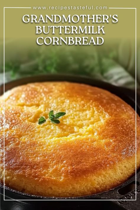 This classic Grandmother's Buttermilk Cornbread recipe is a staple in many Southern homes. Made with simple ingredients like yellow cornmeal, buttermilk, and butter, this cornbread is soft, slightly sweet, and perfect alongside chili, fried chicken, or any Southern comfort food. It’s the ideal combination of crispy on the outside and fluffy on the inside. Cornbread Buttermilk, Hoecake Recipe, Butter Cornbread Recipe, Buttermilk Cornbread Recipe, Cornmeal Cornbread, Carnation Caramel, Supper Sides, Southern Cornbread Recipe, Easy Breads