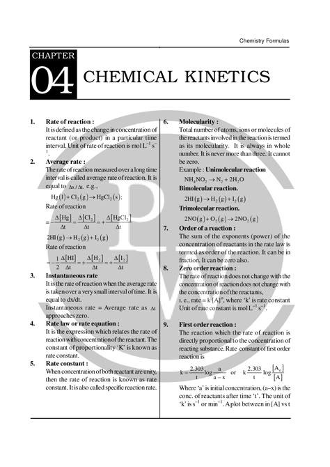 Chemical Kinetics Formulas, Chemistry Heading Design, Chemical Kinetics Formula Sheet, Chemical Kinetics Notes Class 12, Chemistry Kinetics, Chemical Kinetics Notes, Jee Prep, Physics Wallah, Neet 2024