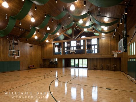 William T Baker Houses | Sport Court, basketball court, indoor sport courts, indoor basketball, Barns, wood barns Sports Pavilion, Illini Basketball, Backyard Court, Indoor Sports Court, Home Basketball Court, Court Basketball, Basketball Room, Indoor Basketball Court, Architectural Designer