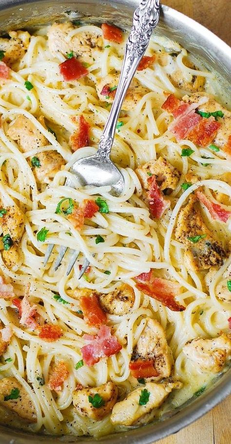 Chicken And Bacon Pasta, Bacon Pasta Recipes, Pasta And Chicken, Chicken Bacon Pasta, Chicken And Bacon, Chicken And Pasta, Cilantro Lime Sauce, Bacon Pasta, Lime Sauce