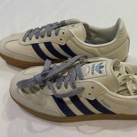 Adidas Samba Off White Dark Blue
Women's US 8.5 =... | Depop Navy Sambas, Adidas Samba Outfit, Samba Outfit, Shoes Converse, Buy List, Pretty Shoes, Blue Adidas, Adidas Samba, Women's Sneakers