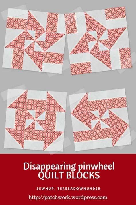 Video tutorial: Disappearing pinwheel quilt block variations | Sewn up, TeresaDownUnder | Bloglovin’ Disappearing Pinwheel, Disappearing Blocks, Pinwheel Quilt Pattern, Pinwheel Quilt Block, Pinwheel Block, Pin Wheel, Monkey Wrench, Beginner Quilt, Quilting Blocks