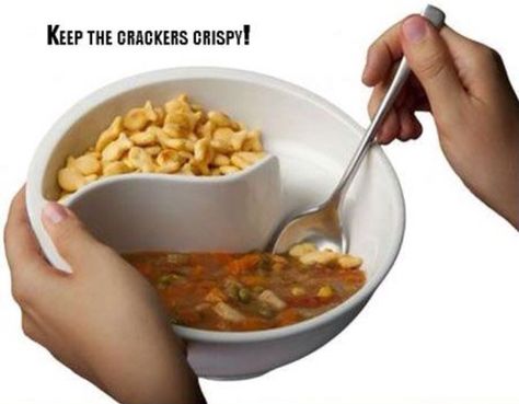 Cereal or soup divider bowl Oyster Soup, Pie A La Mode, Eating Cereal, Japanese Soup, Homemade Crackers, Homemade Soup, To Infinity And Beyond, Cool Inventions, Cereal Bowls