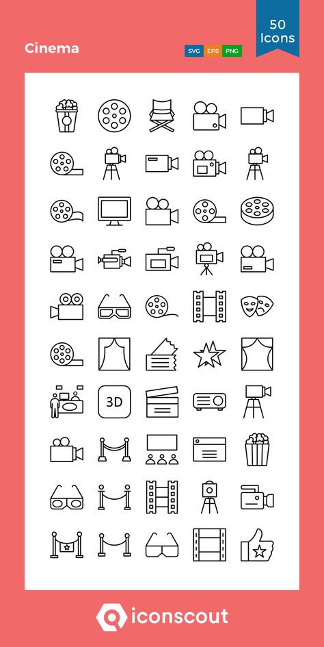 Cinema  Icon Pack - 50 Line Icons Cinema Icon Logo, Cinema Tattoo Ideas, Cinema Doodle, Cinema Light Box Quotes, Cinema Drawing, Drawing Icons, Cinema Icon, Fonts Instagram, Light Box Quotes