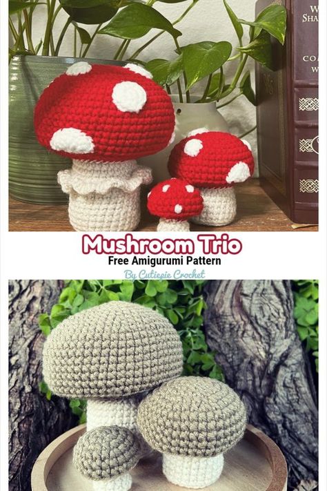 Crochet Woodland Animals, Woodland Crochet, Mushroom Patterns, Crochet Decorations, Crochet Woodland, Whimsical Woodland, Fall Crochet, Fall Crochet Patterns, Crochet Mushroom