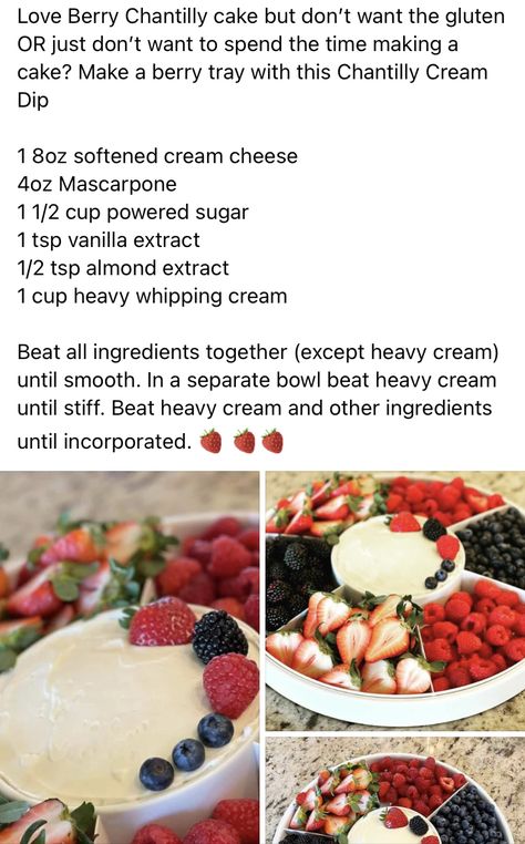 Chantilly Cake Recipe, Coconut Milk Dessert, Punch Bowl Cake, Berry Chantilly Cake, Cream Dip, Louisiana Recipes, Soften Cream Cheese, Cake Flavors, Yummy Sweets