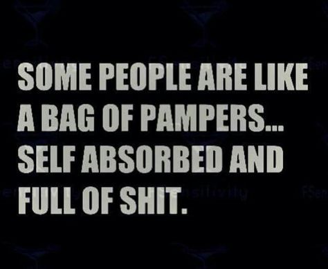 Some people are like a bag of pampers...self absorbed and full of shit. People Quotes Truths, Funny People Quotes, Self Absorbed, People Quotes, All Music, Sarcastic Quotes, Fun Quotes Funny, Funny People, Daily Quotes