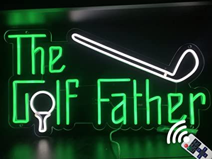 WhatABirdie Personalized Golf LED Sign-Unique Golf Gift for Men Custom Neon Golf Wall Decor Golf Accessories for Home Bar Golf Light Up Neon Sign Gifts for Golfers, Husband, Father's Day (The Golf Father, 24"X12.6") Golf Wall Decor, Christmas Presents For Him, Golf Room, Golf Decor, Custom Neon Lights, Golf Gifts For Men, Golf Theme, Present For Him, Light Up Signs