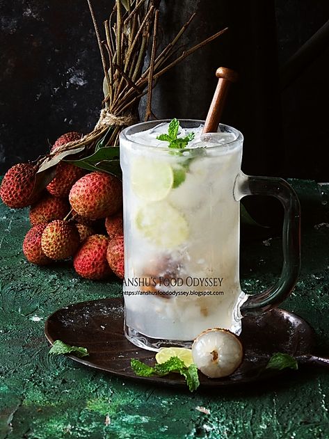 Anshu's Food Odyssey: Cool and Refreshing Litchi Lemonade | Lychee Lemon... Lychee Lemonade Recipe, Lychee Lemonade, Mango Iced Tea, Mint Lemonade, Coconut Drinks, Lemonade Recipe, Beautiful Fruits, Lemonade Recipes, Drink Menu