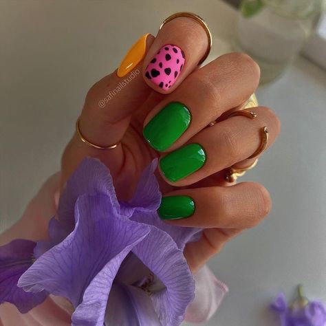 Bright Nail Designs, Short Gel Nails, Cute Gel Nails, Bright Nails, Minimalist Nails, Fire Nails, Funky Nails, Chic Nails, Dope Nails