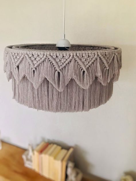 Macrame Light Fixture, Fringe Light Fixture, Macrame Light Shade, Macrame Pendant Light, Lamp Shade Macrame, Tassel Lamp, Macrame Lampshade, Boho Light Fixture, Smores Station