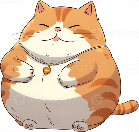 Cat No Background, Fat Cat Illustration, Fat Cat Drawing, Fat Cat Cartoon, Fat Cats Funny, Paw Print Clip Art, Cat Smiling, Fat Cartoon, Obese Cat