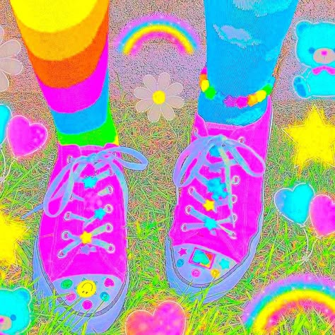 Happy Core Aesthetic, Eye Strain Aesthetic, Neon Indie Aesthetic, Indiecore Aesthetic, Indie Rainbow, Indie Kid Style, Kidcore Rainbow, Arcade Carpet, Kid Core Aesthetic