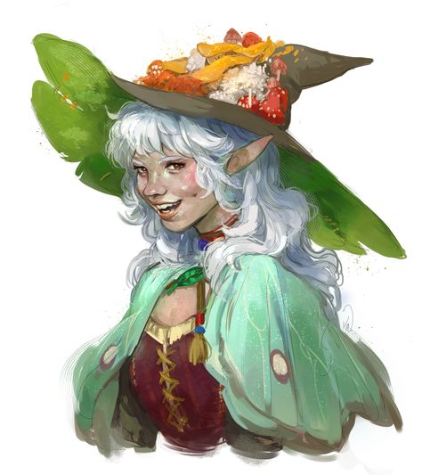 Wynnemore Rabbitear, Circle of Spores druid. Wood elf and fungi lover! Spores Druid, Elf Art, Dungeons And Dragons Characters, Dnd Art, Arte Sketchbook, Character Creation, A Circle, Dnd Characters, Character Portraits