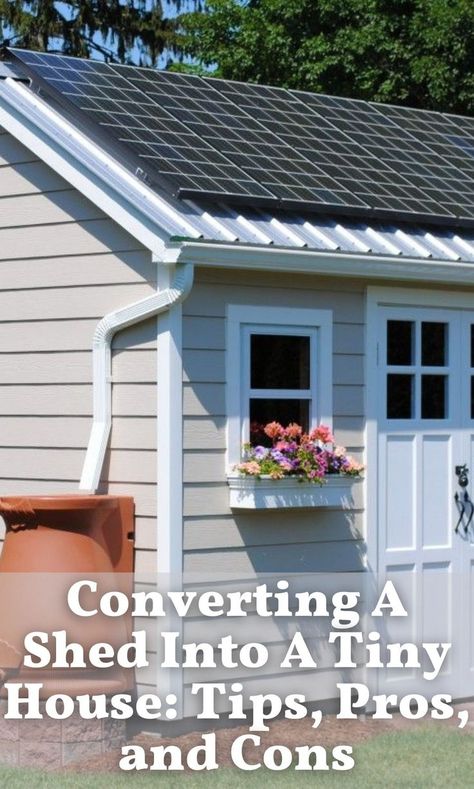 Shed To Home Conversion, Shed Into Tiny House, Shed To Tiny House Conversion, Shed To House Conversion, Shed Conversion, Shed To Home, Living In A Shed, Small House Storage, Shed Tiny House