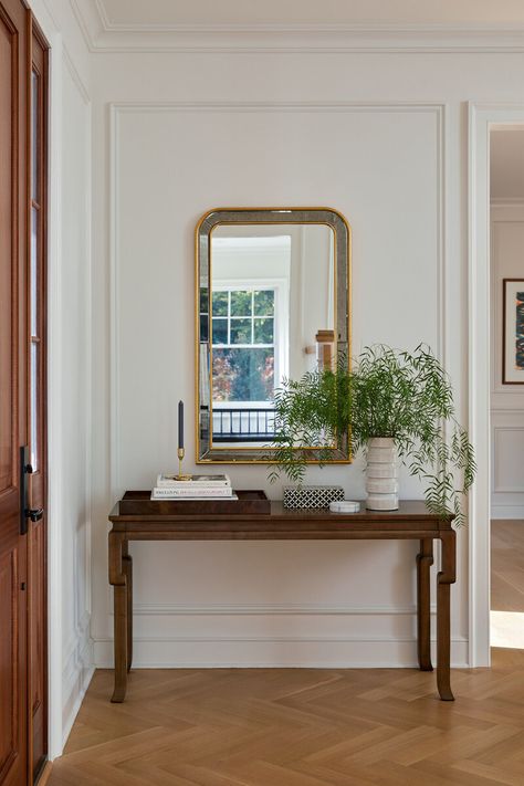 Short Hills Hallway With Console Table, Entryway Ideas, Entryway Table Styling, Eclectic Hallway, Console Table Living Room, Hallway Console, Small Entryways, Dream Furniture, Classic Interior Design