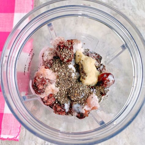 Today, we're making Cherry Ginger Smoothies! This smoothie is super easy to whip up thanks to a shortcut ingredient. And, it's bursting at the seams with sweet and spicy delicious flavor!Let's start with the cherries. We want to use sweet, dark cherries for the recipe. This is a breakfast smoothie, after all, so sour is not what we're going for here. You can buy frozen cherries all ready to go for you in the freezer section of the grocery store; or you can do like I did and buy a cou… Ginger Smoothie Recipes, Chia Seed Coconut Milk, Ginger Smoothie, Frozen Cherries, Vanilla Almond Milk, Sweet Cherries, Yummy Smoothies, Recipe Details, Unsweetened Almond Milk