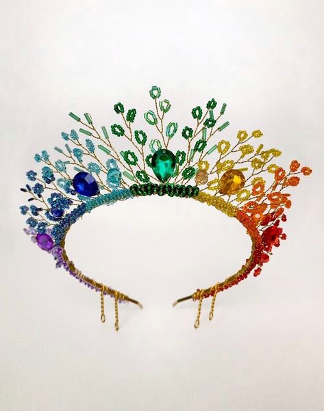 Cute crown in rainbow colors ð In shades of pride.Hand made â¨ Very comfortable and light. Universal size. Suitable for women's / men's or children's head. ðð¼Production time: from 3 to 7 working days. âï¸Delivery time to the USA and Europe: from 14 to 45 working days. Pride Headpiece, Rainbow Tiara, Rainbow Headpiece, Rainbow Crown, Rainbow Wedding Dress, Rainbow Costumes, Cute Crown, Rainbow Accessories, Rainbow Headband