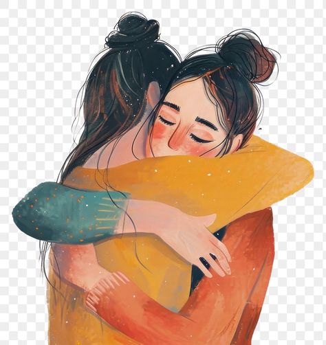 Friendship Drawings, Sister Hug, Sisters Hugging, Friendship Illustration, Hug Illustration, Friend Art, Friendship Art, Friends Hugging, Friendship Images