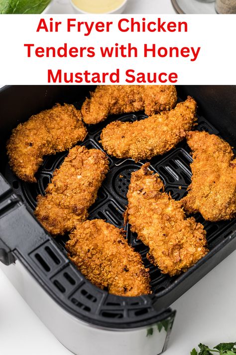 Air Fryer Chicken Tenders with Honey Mustard Sauce Chicken Cheesesteak Recipe, Mustard Sauce For Chicken, Panko Chicken Tenders, Easy Chicken Tenders, Air Fried Chicken Tenders, Easy Air Fryer Chicken, Air Fryer Fried Chicken, Breaded Chicken Tenders, Air Fryer Chicken Tenders