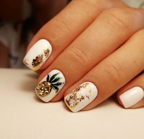 Pineapple Nail Design, Pineapple Nails, Flamingo Nails, Summer Pineapple, New Nail Trends, Sunny Vibes, Tropical Nails, Vibrant Nails, Nail Candy