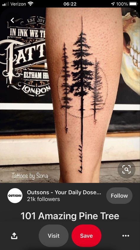 Watercolor Pine Tree Tattoo, Nature Tattoo Men, Pine Tattoo, Globe Tattoos, Tattoo Pics, Pine Tree Tattoo, Forest Tattoos, London Tattoo, B Tattoo