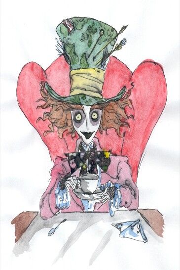 Mad hatter Mad Hatter Cartoon, Tim Burton Sketches, Mad Hatter Drawing, Tim Burton Artwork, Tarrant Hightopp, Tim Burton Drawings, Tim Burton Art Style, The Hatter, Alice In Wonderland Drawings