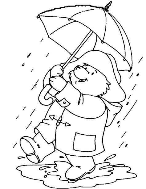 Rain Coloring Pages - Best Coloring Pages For Kids Paddington Bear Party, Oso Paddington, Bear Birthday Party, Bear Coloring Pages, 강아지 그림, Teddy Bear Picnic, Drawing Simple, Paddington Bear, Bear Party