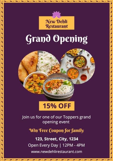 Hand-drawn New Delhi Indian Restaurant Invitation Restaurant Opening Invitation, Restaurant Invitation, Opening Invitation, Grand Opening Invitations, Drama Tv, Invitation Design Template, Korean Drama Tv, Food Advertising, Indian Restaurant