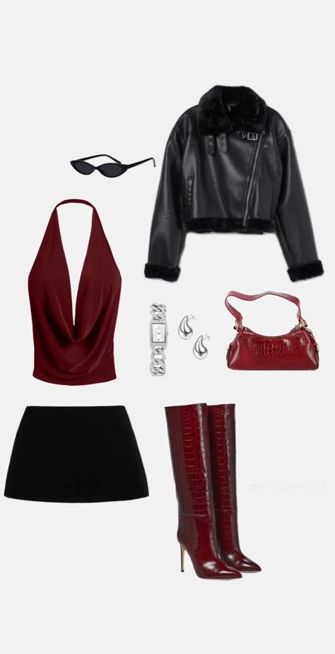 Fashion Magazine Aesthetic, Magazine Aesthetic, Aesthetics Fashion, Fashion Street Style, Mini Skirt Black, Red Bag, Red Boots, Couture Runway, Pinterest Outfits