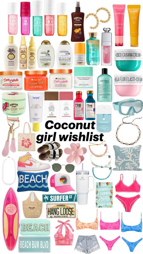 Wishlist Preppy, Summer Bag Essentials, Cute Skincare, Girl Wishlist, Summer Necessities, Coconut Dream, Preppy Gifts, Beachy Outfits, Perfect Skin Care Routine