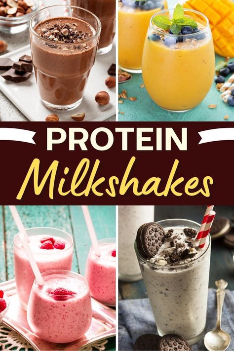 Thick, creamy, smooth, and delicious, these protein milkshakes are the best way to fuel up for the gym or recuperate after a hard session with the weights. Protein Shake Milkshake, High Protein Milkshake, Protein Milkshake Recipe, Protein Powder Recipes Shakes, Pumpkin Pie Protein Shake, Easy Protein Shakes, Homemade Protein Shakes, Malt Milkshake, Healthy Milkshake