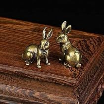 Rabbit Statue, Miniature Rabbits, Brass Animals, Rabbit Sculpture, Turtle Figurines, Tea Pet, Lucky Rabbit, Miniature Figurine, Rabbit Figurine