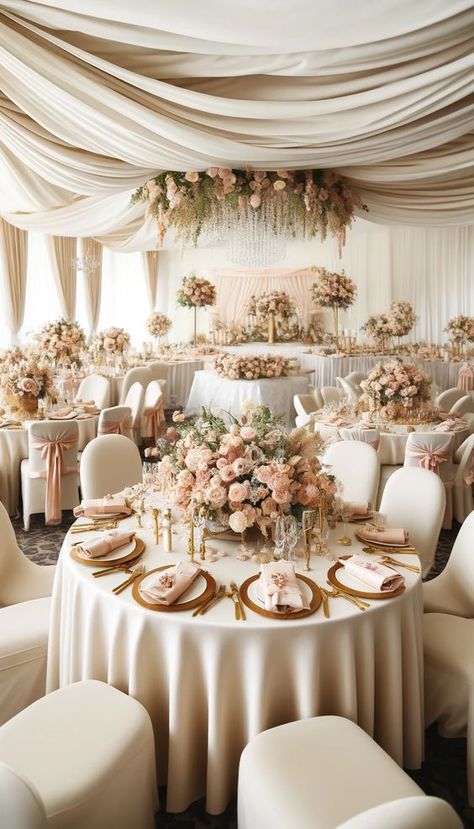 21 Stunning Wedding Decoration Ideas You Absolutely Must See! 💍✨ Rose Gold Wedding Theme Centerpieces Receptions Blush Pink, Champagne Wedding Reception, Winter Wonderland Wedding Reception, Weddings Decorations Elegant Romantic, Classy Wedding Decor, Money Wedding, White Weddings Reception, Modern Wedding Reception, Pink Wedding Decorations