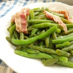 Kentucky Wonder Beans - Allrecipes.com Snap Beans, Green Beans With Bacon, Cooking Green Beans, Food Time, Beans Recipe, Fresh Green Beans, Green Bean Recipes, Garden Recipes, Bacon Recipes