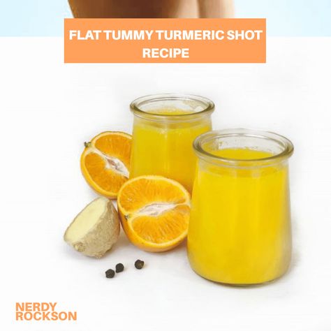 Flat Tummy Turmeric Shot Recipe Turmeric Lemonade, Turmeric Tea Recipe, Turmeric Drink, Tummy Tea, Turmeric Shots, 30 Day Plank, Plank Challenge, Shot Recipes, Wellness Recipes