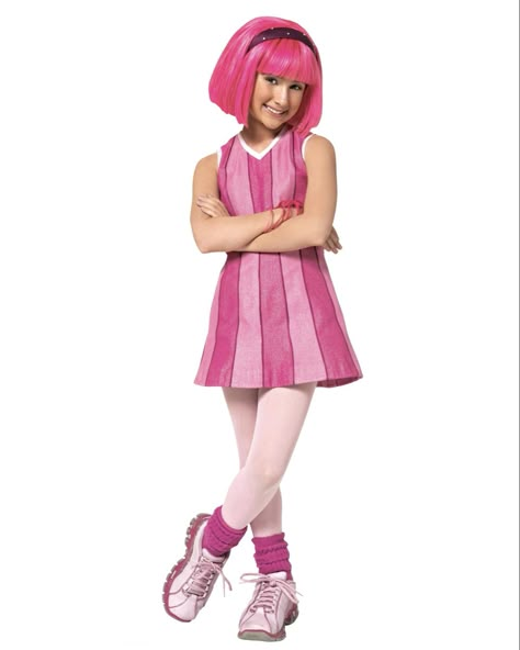 Lazy Town Girl, Lazy Town Stephanie Costume, Lazy Town Stephanie, Lazytown Stephanie, Julianna Rose Mauriello, Shelby Young, 2000s Pop Culture, Bright Pink Hair, Lazy Town