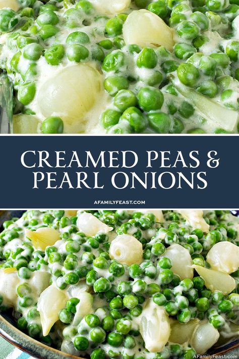 Peas And Pearl Onions Recipe, Peas With Pearl Onions, Peas And Pearl Onions, Creamed Peas And Potatoes, Pearl Onion Recipe, Cozy Food, Creamed Peas, Creamed Onions, Pearl Onions