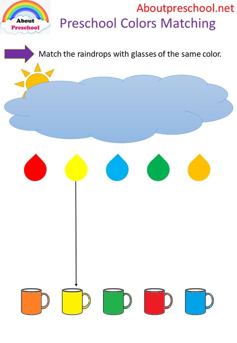 Preschool Colors Matching 1 English Activities For Preschool, Addition Preschool, Preschool Addition, Color Matching Activities, Nursery Worksheet, Numbers Preschool Printables, Match Worksheet, English Preschool, Preschool English