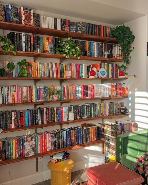 Greek Bowls, Ravenhood Series, Spontaneous Trips, Aesthetic Bookshelves, Baggu Tote, Dream Home Library, Lots Of Books, Home Library Rooms, Bookshelf Inspiration