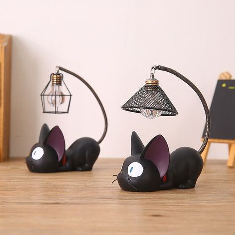 This adorable Jiji lamp is a must-have for all Studio Ghibli lovers, especially Kiki's Delivery Service fans. It's the perfect decor for cozy rooms and aesthetic rooms. Studio Ghibli Furniture, Studio Ghibli House Decor, Studio Ghibli Inspired Room, Studio Ghibli Room Aesthetic, Ghibli Room Decor, Ghibli Nursery, Studio Ghibli Decor, Ghibli Decor, Ghibli Room