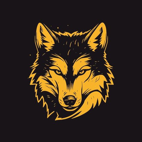 Vetor uma cabeça de lobo em um fundo pre... | Premium Vector #Freepik #vector #lobo-logo #lobo #logo-silhueta #mascote-lobo Golden Wolf Logo, Wolf Logo Design Ideas, Wolf Logo Design, Wolf Emblem Logo, Wolf Head Logo, Premium Vector, Graffiti, Animals, Art