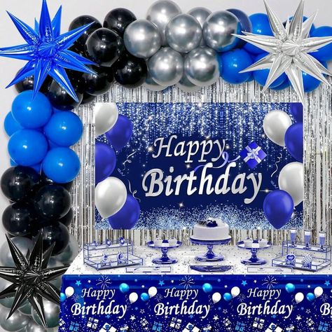 Power Supply:None \nColor:Multicolor \n Blue Birthday Decorations For Men, Dallas Cowboys Birthday Cake, Blue Birthday Decorations, Birthday Party Decorations For Women, Dallas Cowboys Birthday, Cowboy Birthday Cakes, Husband Birthday Parties, Silver Happy Birthday, Birthday Deco