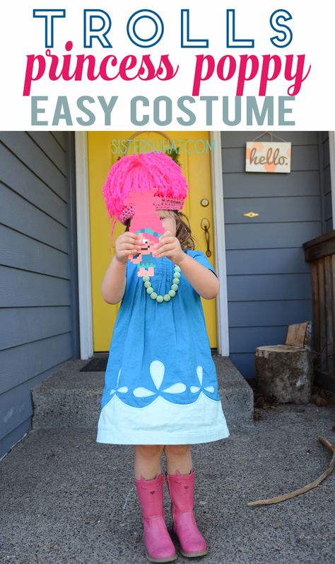 Diy Princess Poppy Costume, Diy Poppy Troll Costume, Princess Poppy Costume, Troll Hair Diy, Make A Poppy, Poppy From Trolls, Trolls Costume, Costume Template, Poppy Outfit