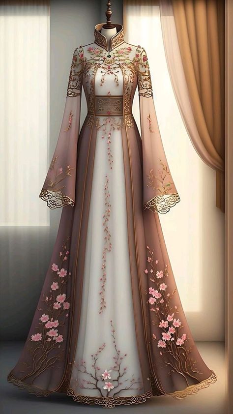 Ancient Dress, Long Frock Designs, Water Movement, Chinese Style Dress, High Fashion Dresses, Fashion Design Collection, Fashion Sketches Dresses, Fantasy Dresses, Elegant Dresses Classy