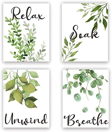 Eucalyptus Wall Decor, Leaf Bathroom, Bathroom Plants Decor, Bathroom Wall Art Printables, Botanical Bathroom, Leaves Poster, Green Bathroom Decor, Relax Soak Unwind, Toilet Decor